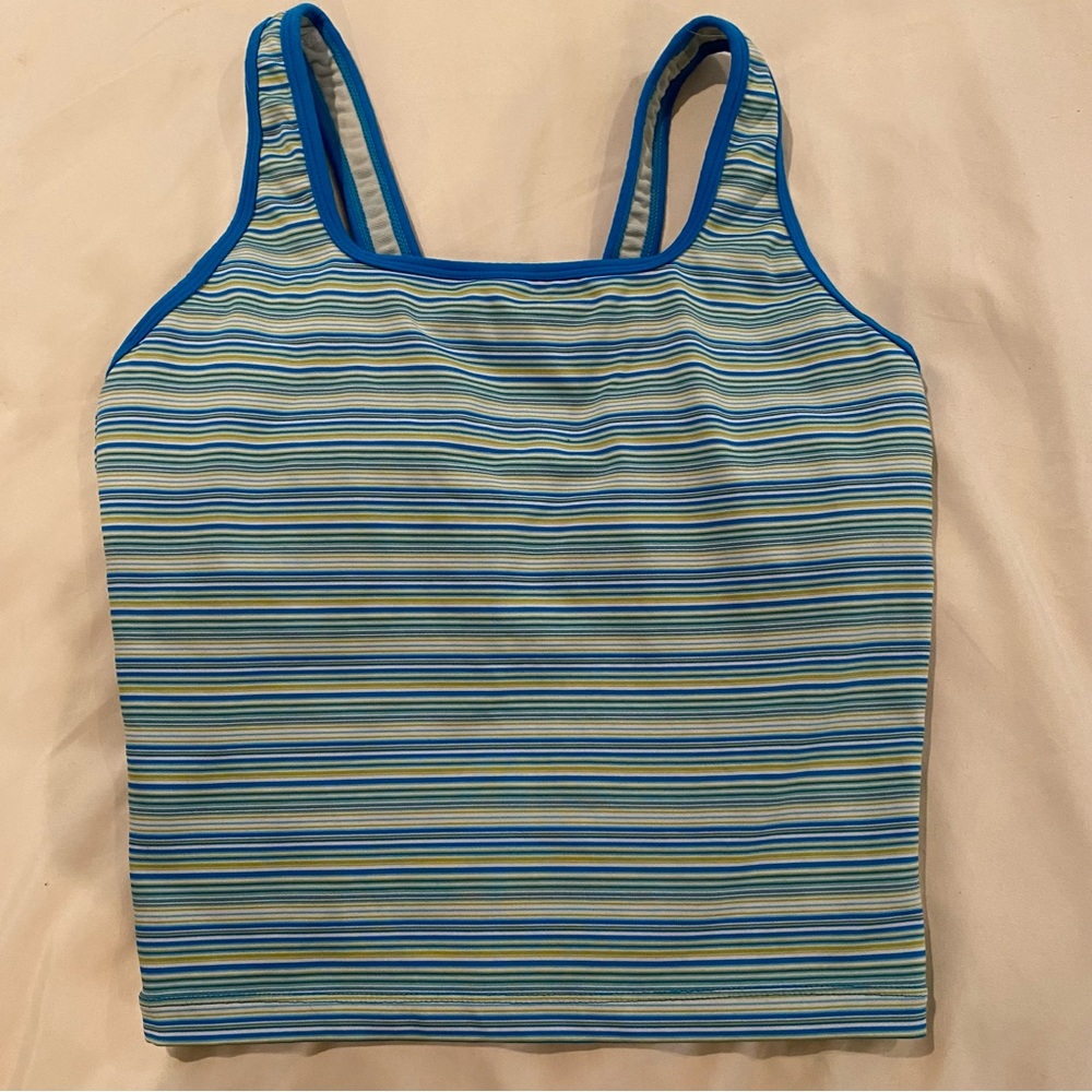 Nike Blue Striped Crop Top